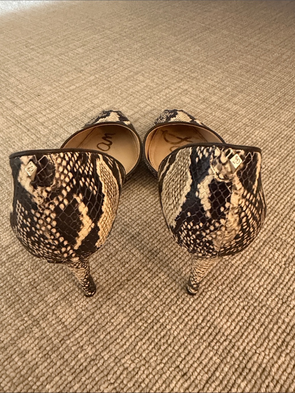 Sam Edelman Black & Cream Snake-Print D'Orsay Pointed-Toe Heels - Picture 3 of 5